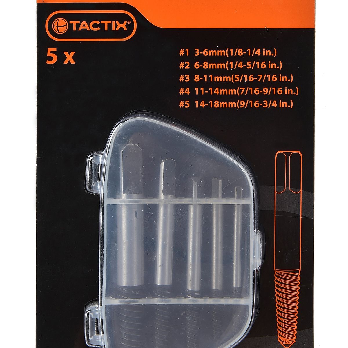 TACTIX - JUEGO DE EXTRACTORES  DE PERNOS 5 PIEZAS TACTIX