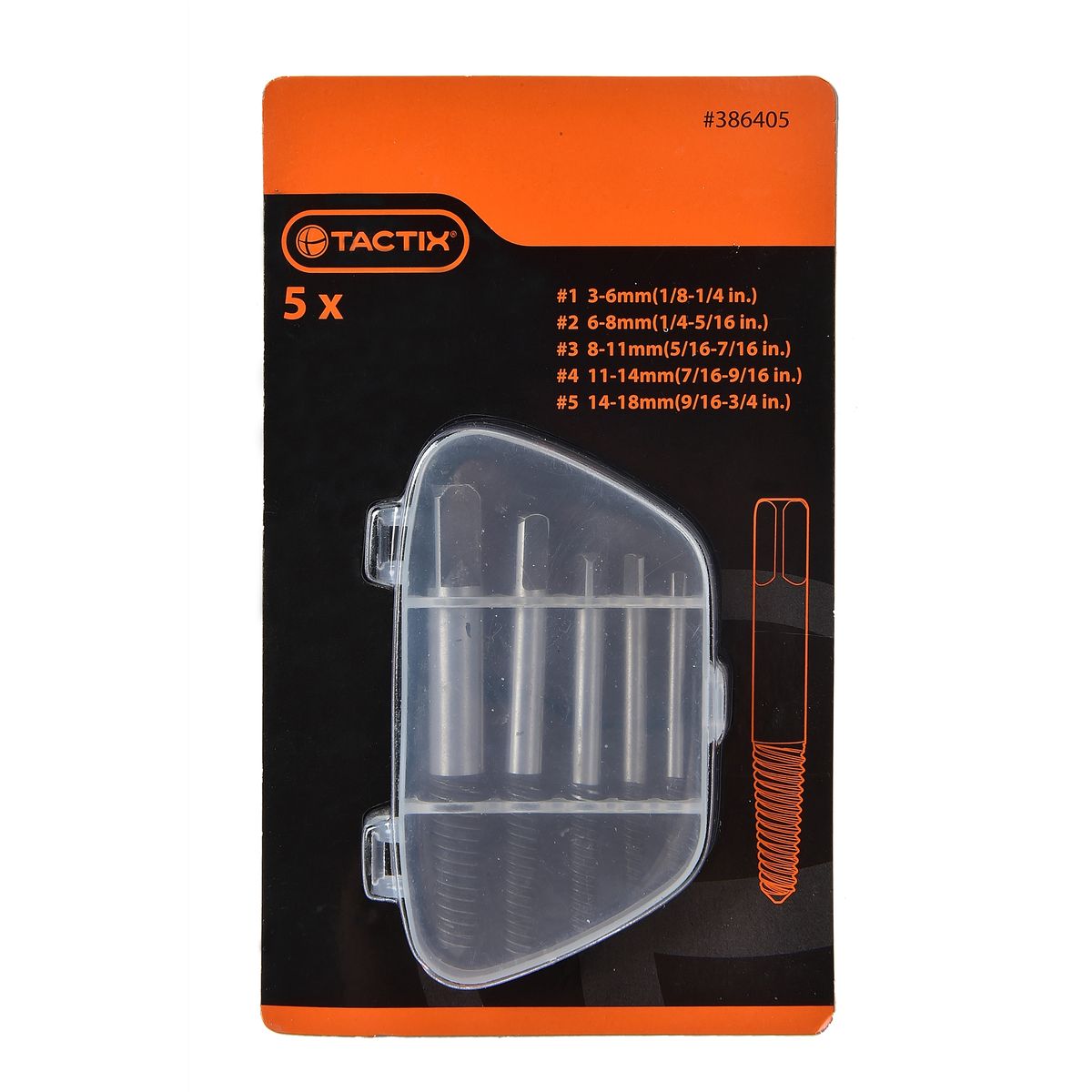 TACTIX - JUEGO DE EXTRACTORES  DE PERNOS 5 PIEZAS TACTIX