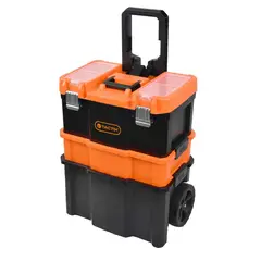 TACTIX - CAJA DE HERRAMIENTAS CON RUEDAS 3 EN 1 SOPORTA 23 KG