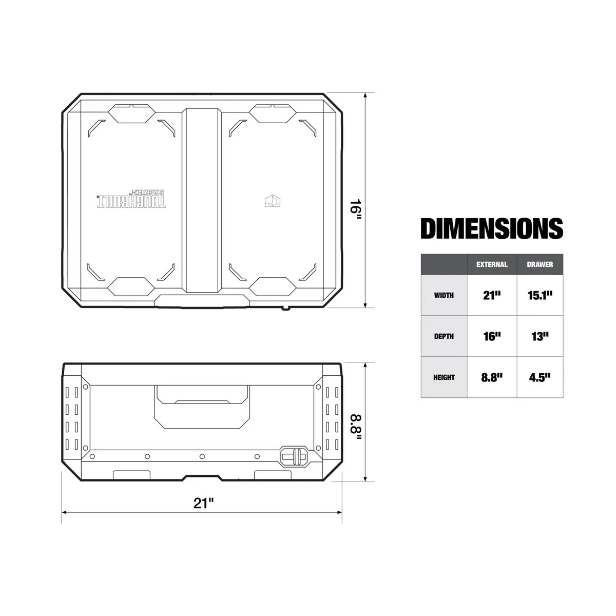 TOUGHBUILT - CAJA DE HERRAMIENTAS CON CAJON STACKTECH TOUGHBUILT