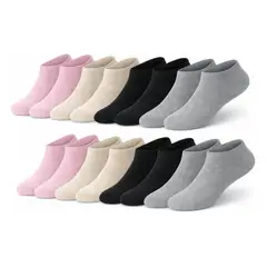 GENERICO - Pack 12 Calcetines De Mujer Cortos Y Clásicos De Uso Diario Color Básicos Liso 36-41