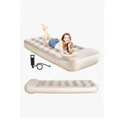 GENERICO - Colchón Inflable Individual 1 Plaza Almohada Integrada Con Inflador