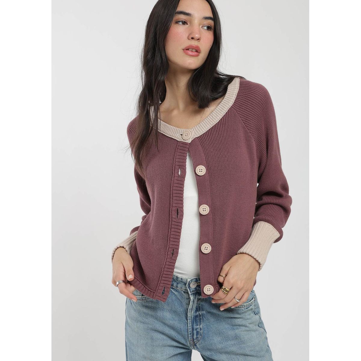 KAYA UNITE - Cardigan Tejido Contratono Mujer