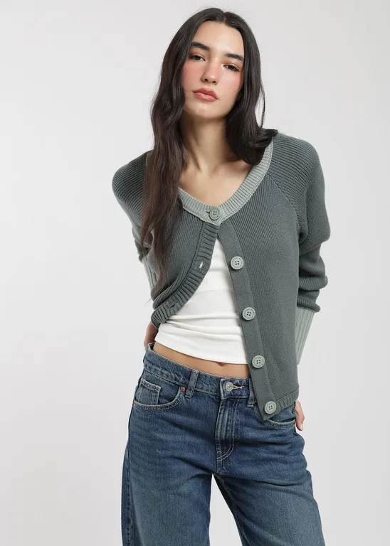 Cardigan Tejido Contratono Mujer
