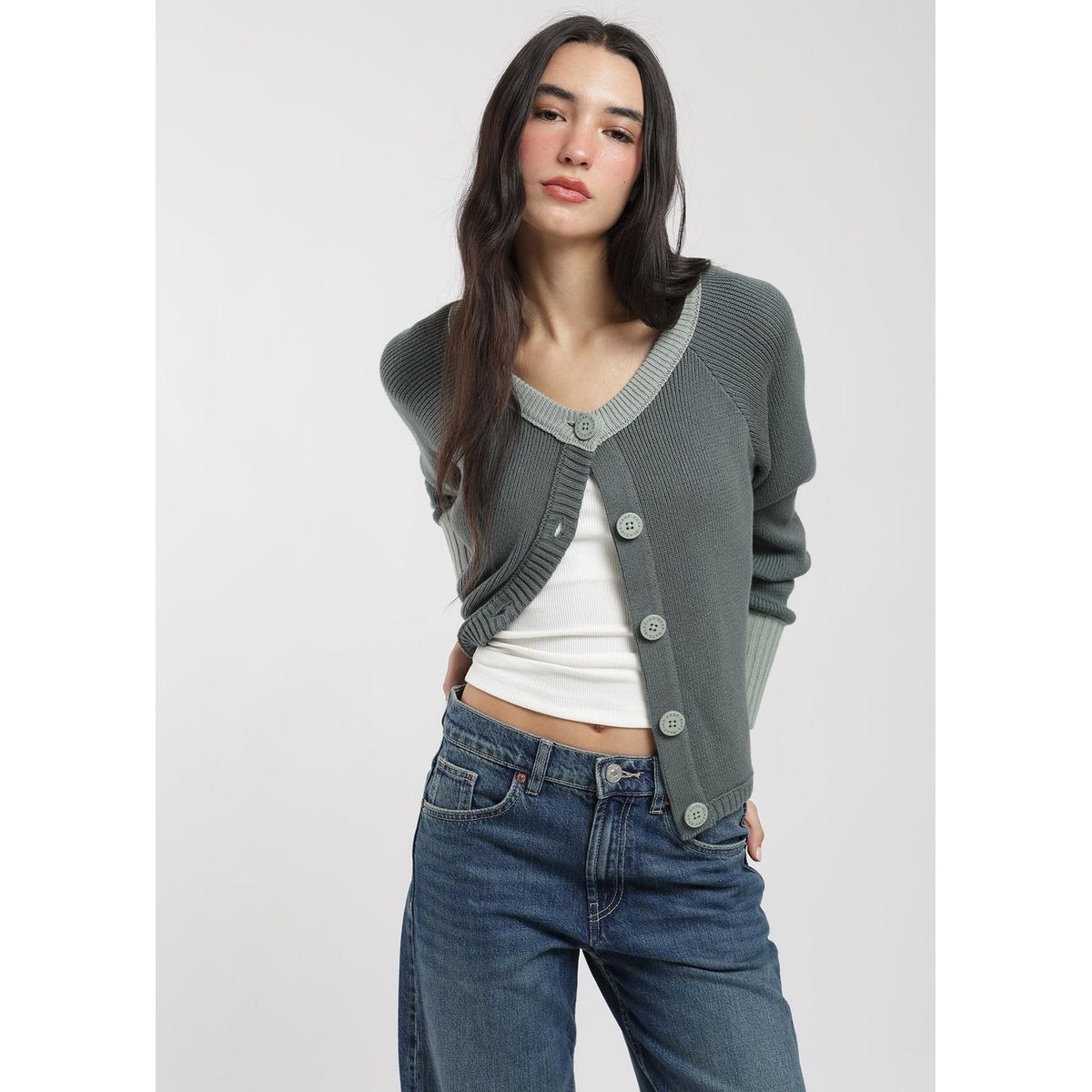 KAYA UNITE - Cardigan Tejido Contratono Mujer