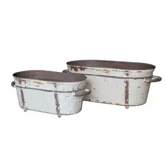 NECTAR - SET 2 CUBETAS ALAIN DECORATIVAS EN POLIRESINA BLANCA 45×19×17 / 36×16×14 CM