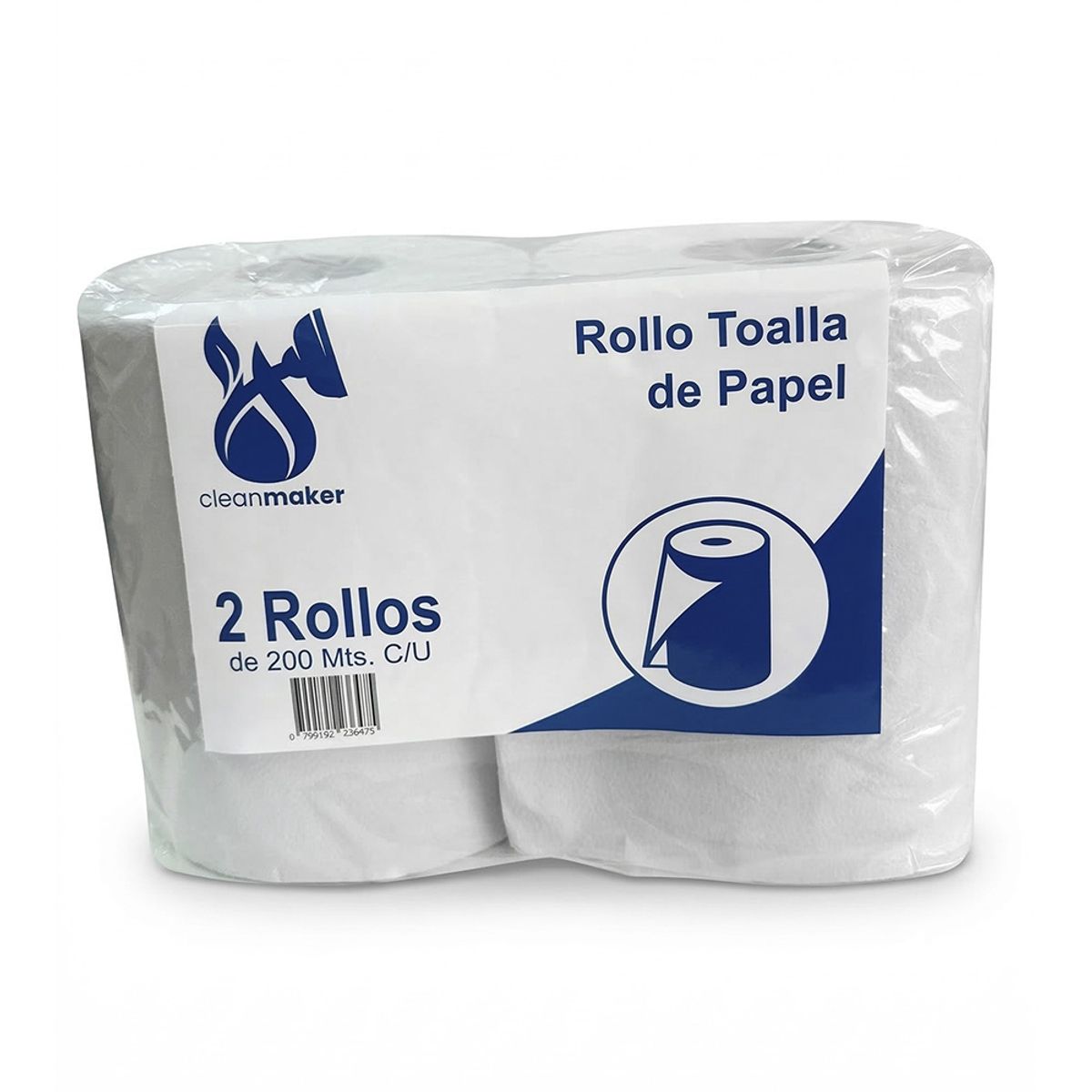 GENERICO - Pack 2 Rollos de Toallas de Papel Hoja Simple de 200 Mts Cada Uno