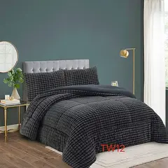 GENERICO - Cubrecama de Invierno Sherpa Texturizado con Chiporro 2 Plazas. TW12