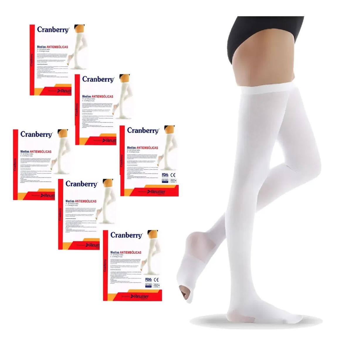 CRANBERRY - Pack X6 Pares Medias De Compresion Antiembolicas Cranberry Talla XL