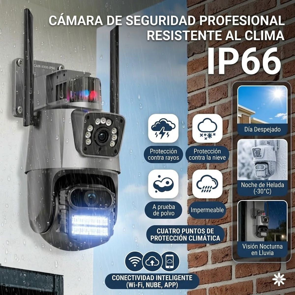 GENERICO - Cámara de seguridad inteligente de doble lente para exteriores
