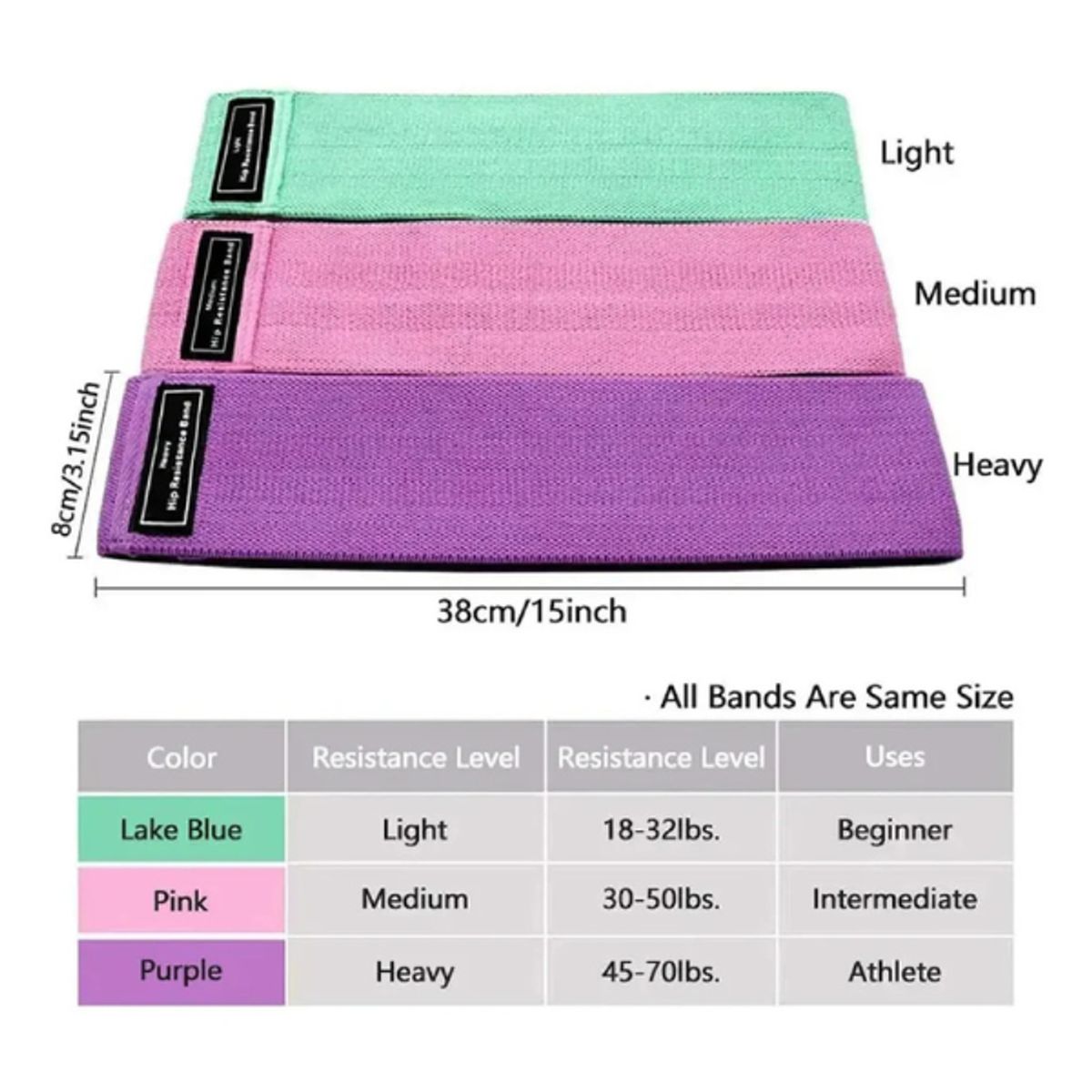 GENERICO - Bandas Elásticas Ejercicio Pro 3 Pcs De Tela Con Bolso Yoga