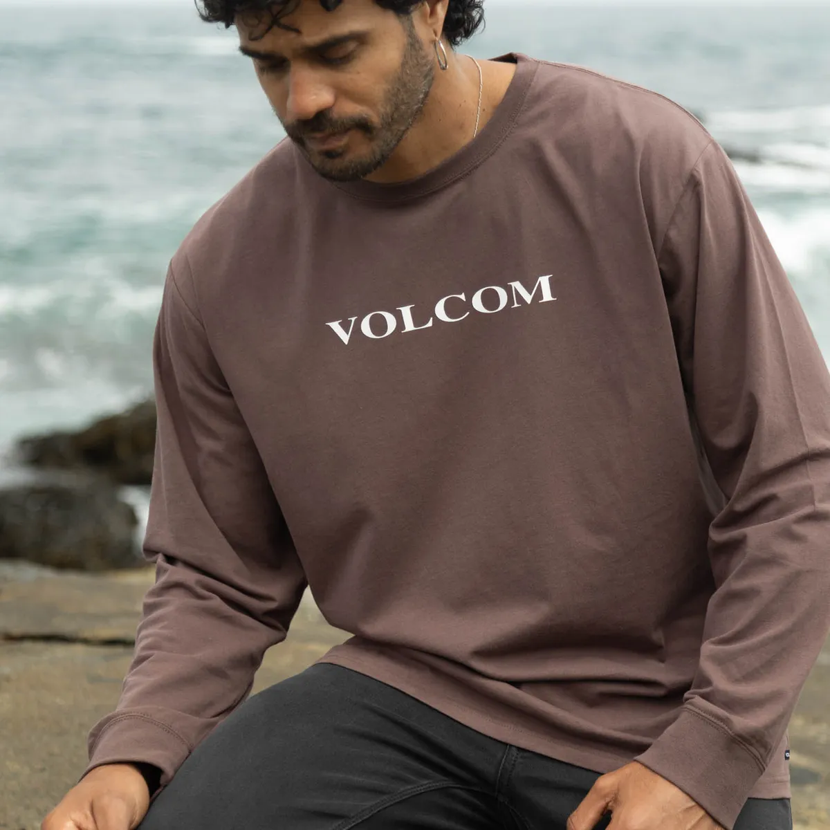 VOLCOM - Polera ML VLC Stone Café Hombre Volcom