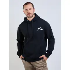 RUSTY - Poleron Canguro R Logo Hoodie Negro Hombre