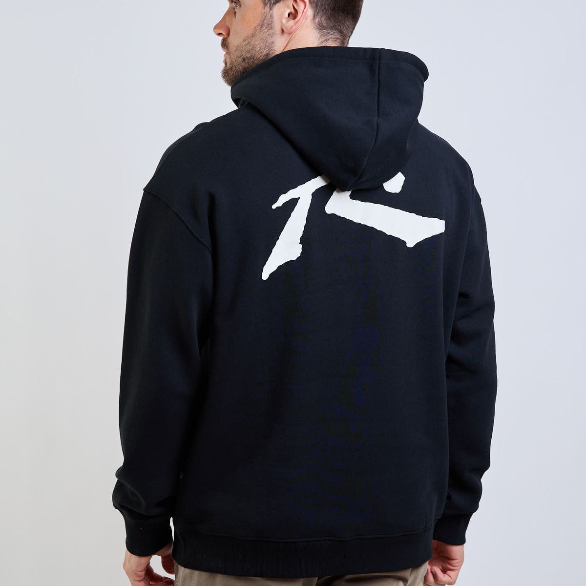 RUSTY - Poleron Canguro R Logo Hoodie Negro Hombre Rusty