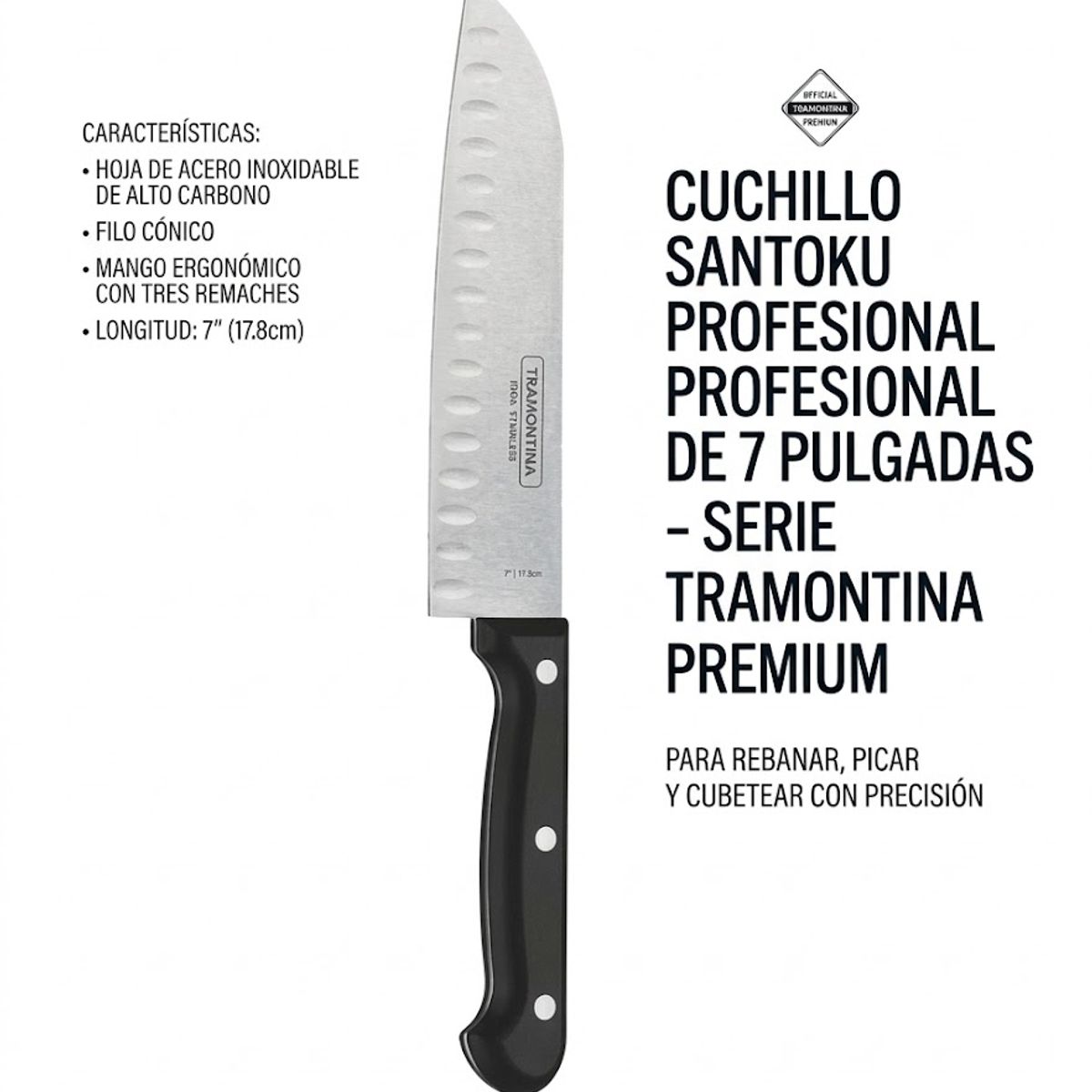 TRAMONTINA - Cuchillo Tramontina Santoku 7 Pulgada Ultracorte