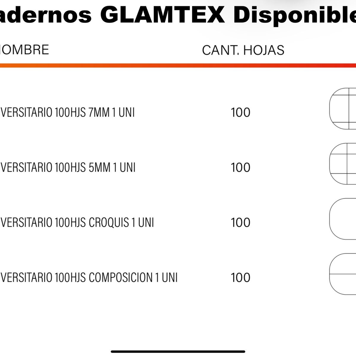 GLAM - Cuaderno Glamtex Universitario 100h Croquis Liso Colors 8u