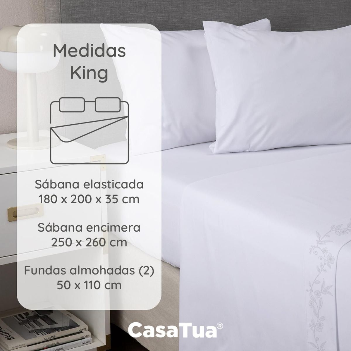 CASATUA - Sabanas 1800 Hotel CasaTua Ultra Suaves Bordadas King - Crema - King