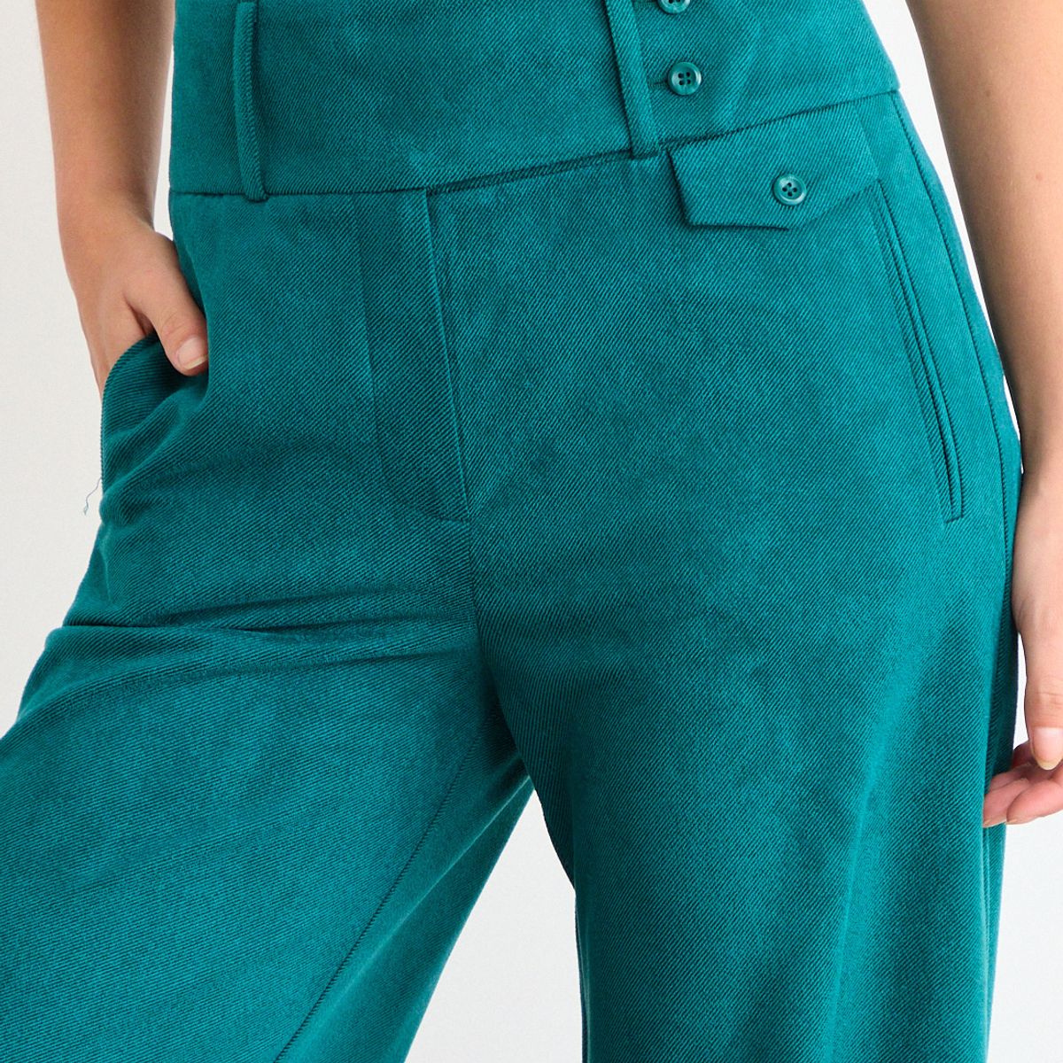 IO - Pantalon Liso Mujer Verde Petróleo Io