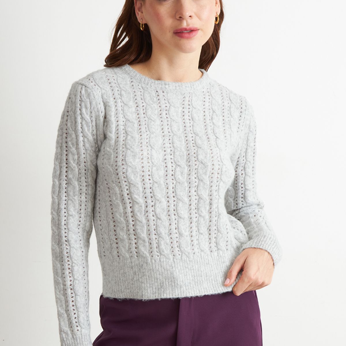 NICOPOLY - Sweater de Punto Calado Blanco Nicopoly