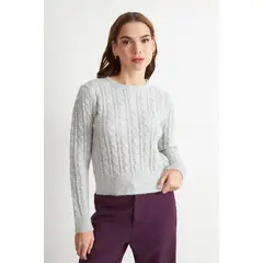 NICOPOLY - Sweater de Punto Calado Blanco