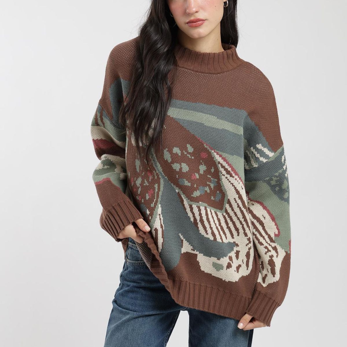 KAYA UNITE - Chaleco Tejido Cuello Redondo Jacquard Mujer