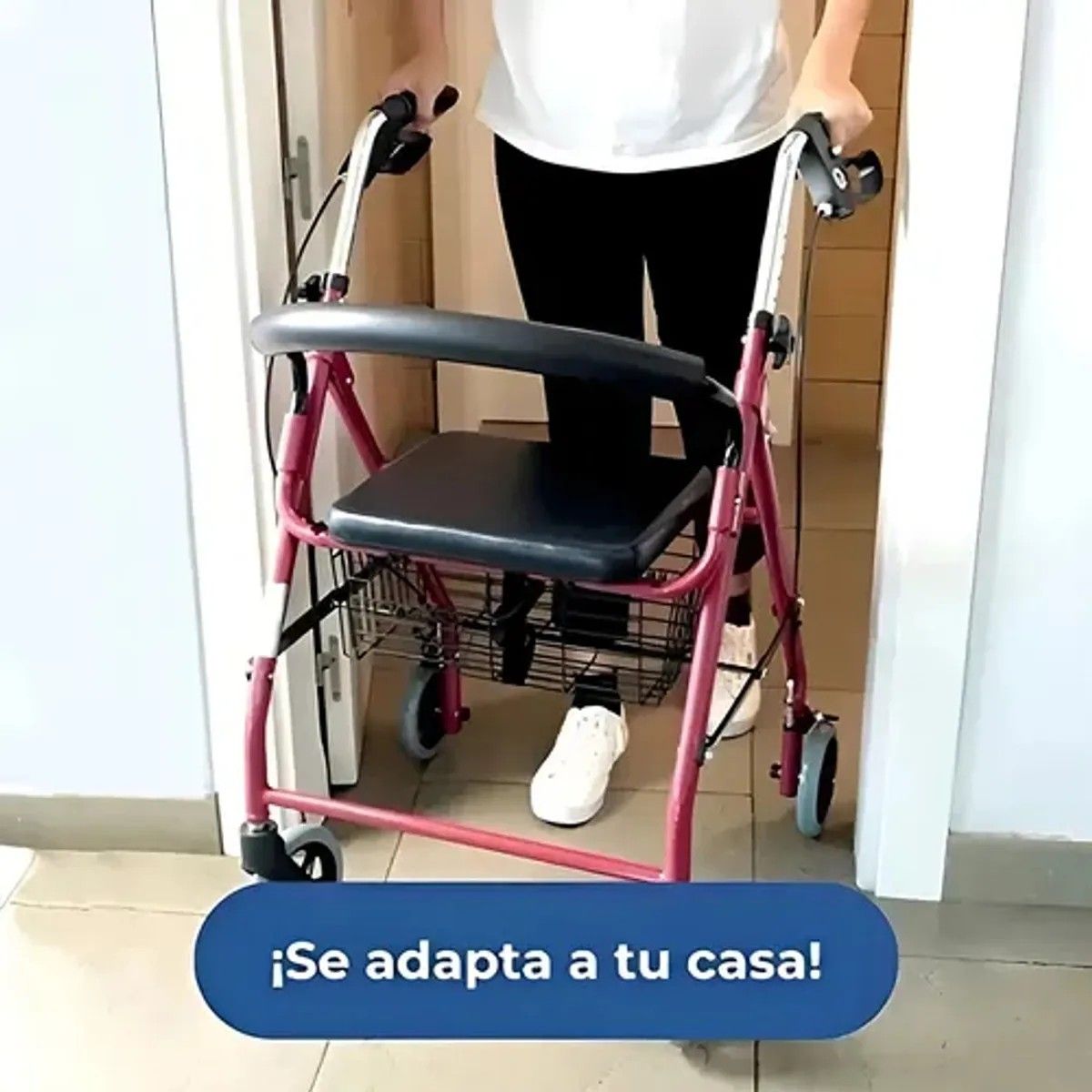 MOVI - Burrito Andador Ortopédico Plegable con 4 Ruedas, Frenos y Asiento