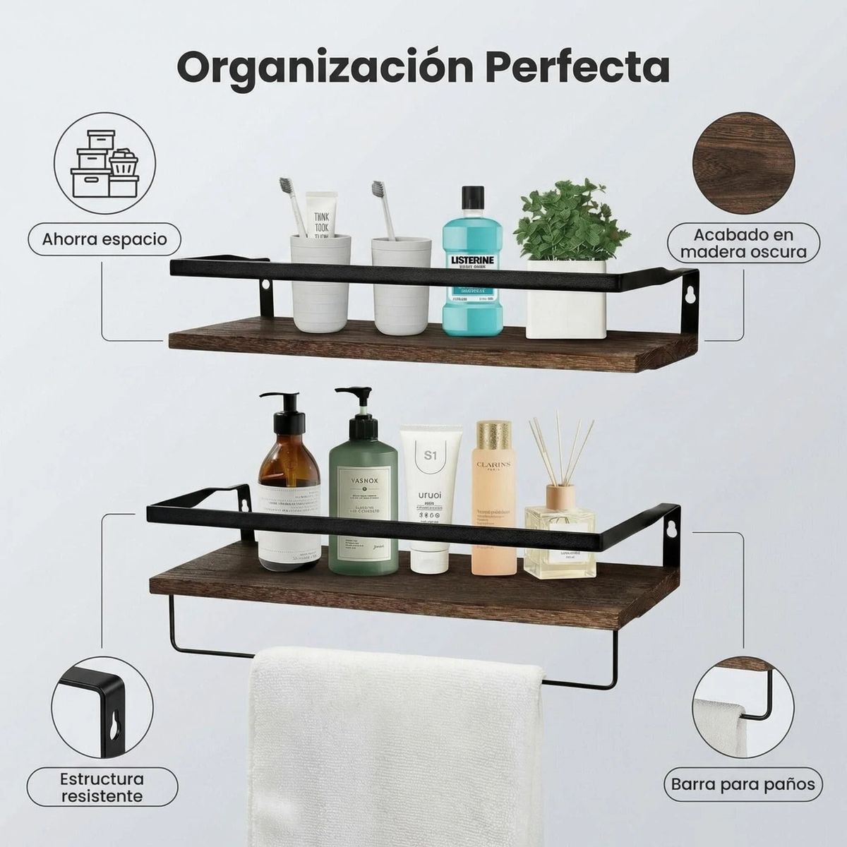IDEEHOUSE - Repisas Flotantes Para Montaje En Pared Kit X2 Estantes