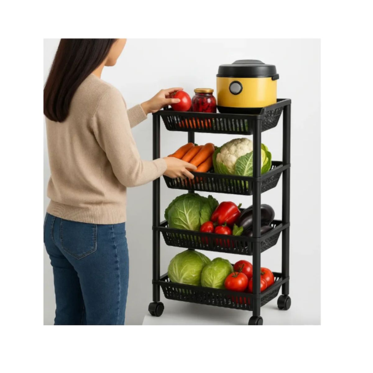 GENERICO - Carrito Organizador Multiusos De 4 Niveles Con Ruedas