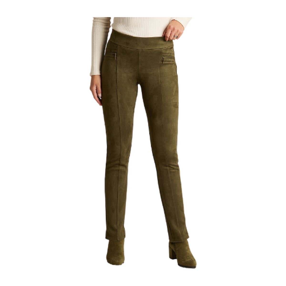 LORENZO DI PONTTI - Calza Verde Olive en Suede Slim
