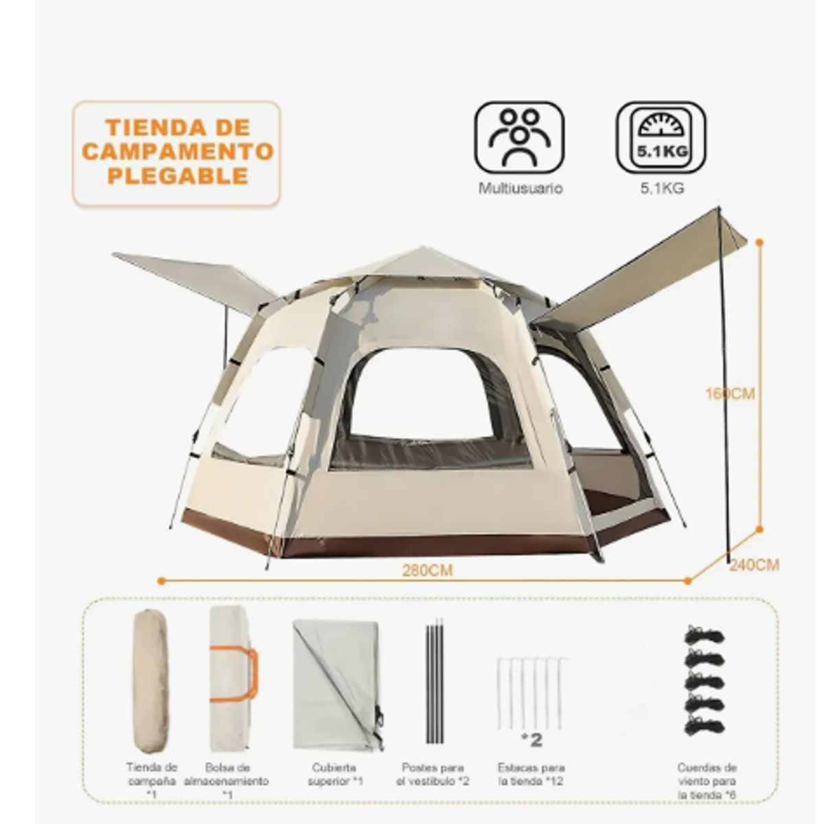 GENERICO - Carpa Camping 4-6 Personas