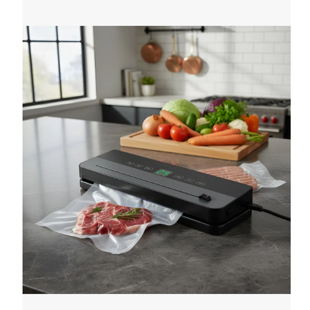 GENERICO - Maquina Selladora Al Vacío Sellar Alimentos + 40 Bolsas Azul Marino