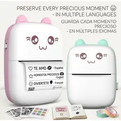 GENERICO - Mini Impresora Térmica Portátil con diseño de gatito