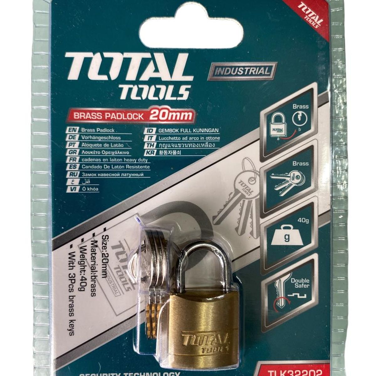 TOTAL - Candado De Bronce 20mm Total TLK32202 Dorado