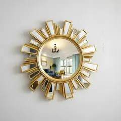 TOPSOC - Espejo De Pared Decorativo Circular Dorado 59 Cm