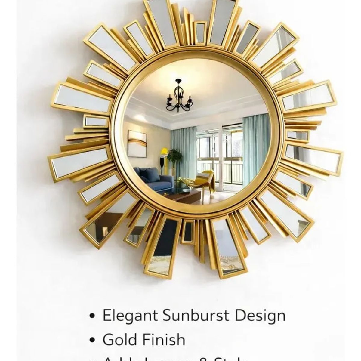 TOPSOC - Espejo De Pared Decorativo Circular Dorado 59 Cm
