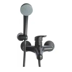 HOFFENS - Monomando Tina Ducha Negro Mate Allegra+kit Completo