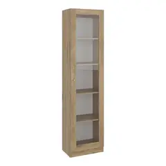TUHOME - Vitrina 1 Puerta Home-E6 180,6x45x31,3 Cm Macadamia Y Blanco