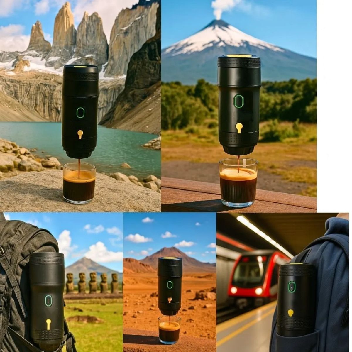 RIOVEO - Cafetera Portátil Espresso 7500mah Recargable 3 En 1