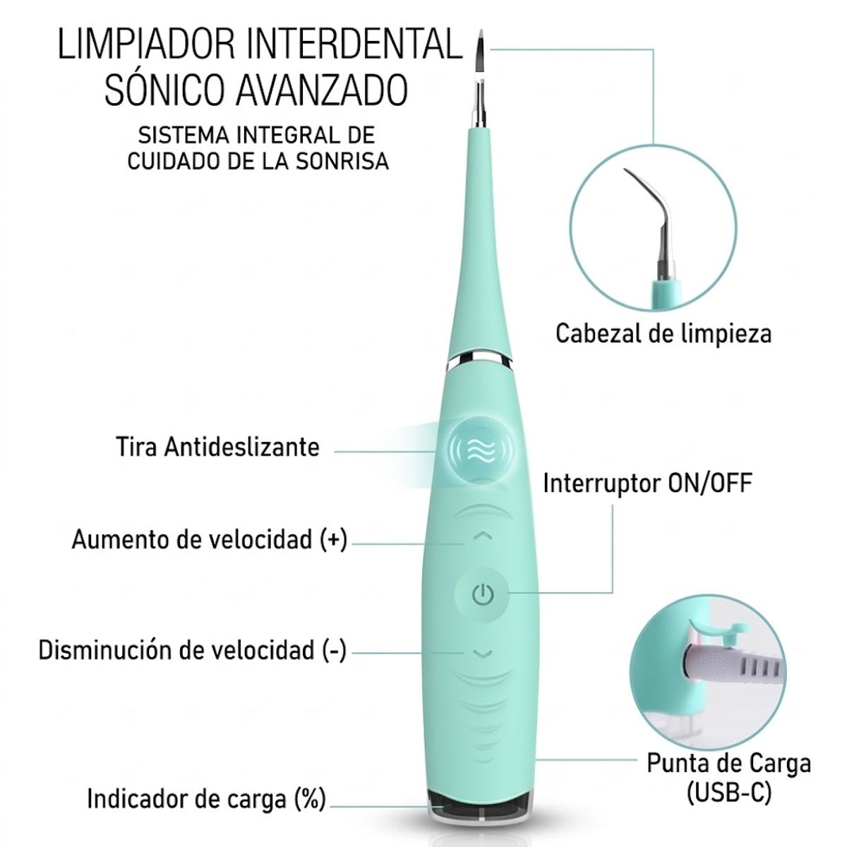 GENERICO - Limpiador dental eléctrico, removedor de sarro ultrasónico