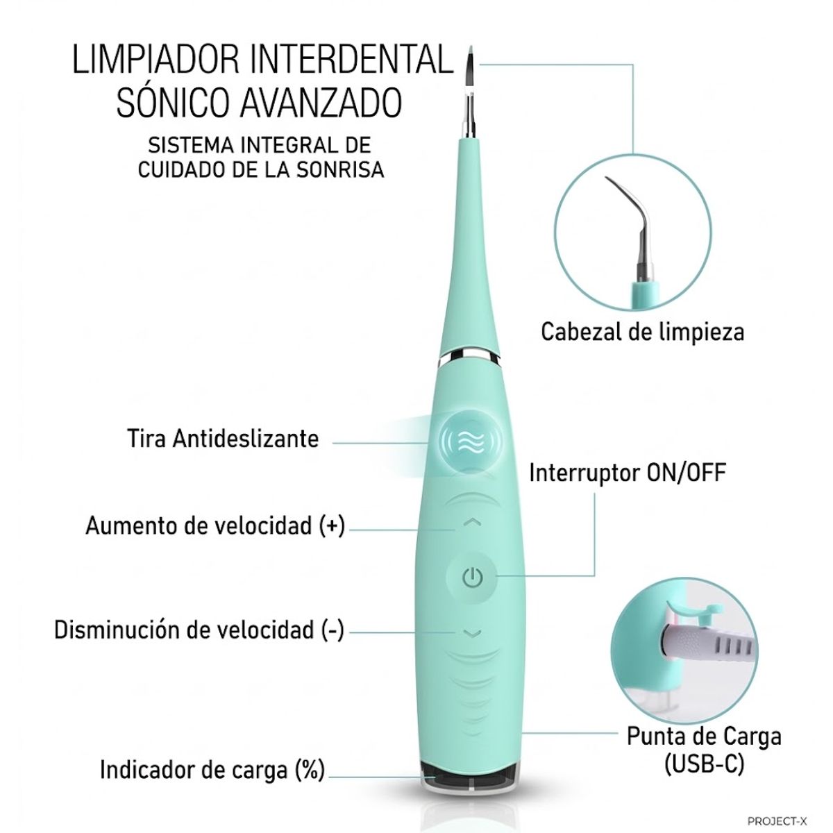 GENERICO - Limpiador dental eléctrico, removedor de sarro ultrasónico