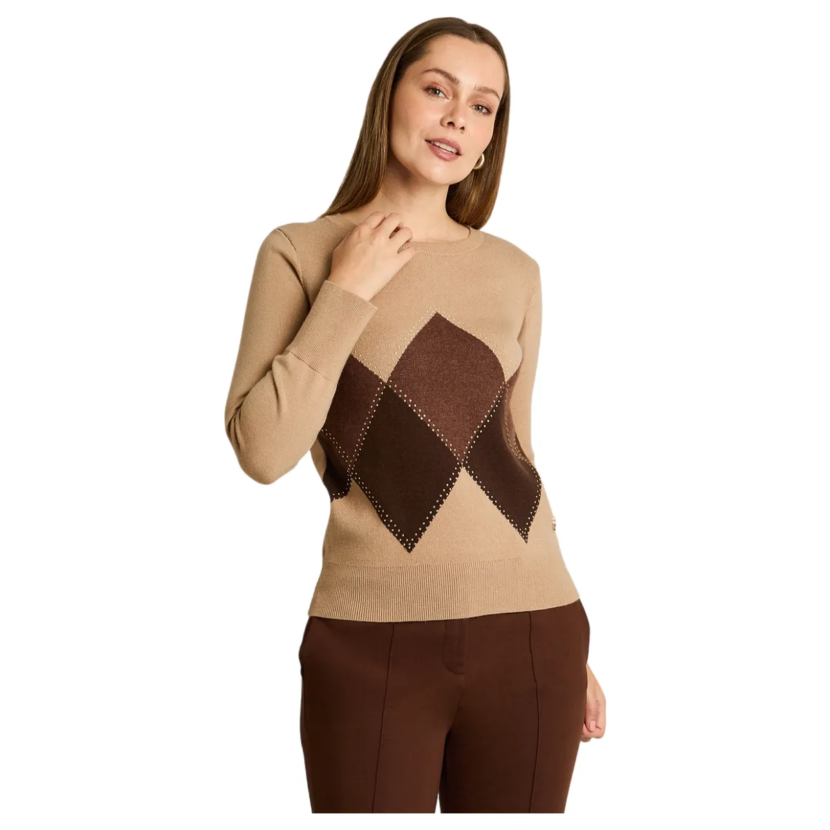 LORENZO DI PONTTI - Sweater Estampado Mujer Camel