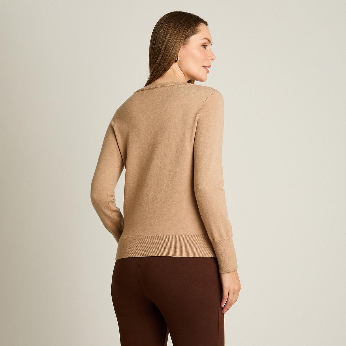 LORENZO DI PONTTI - Sweater Estampado Mujer Camel