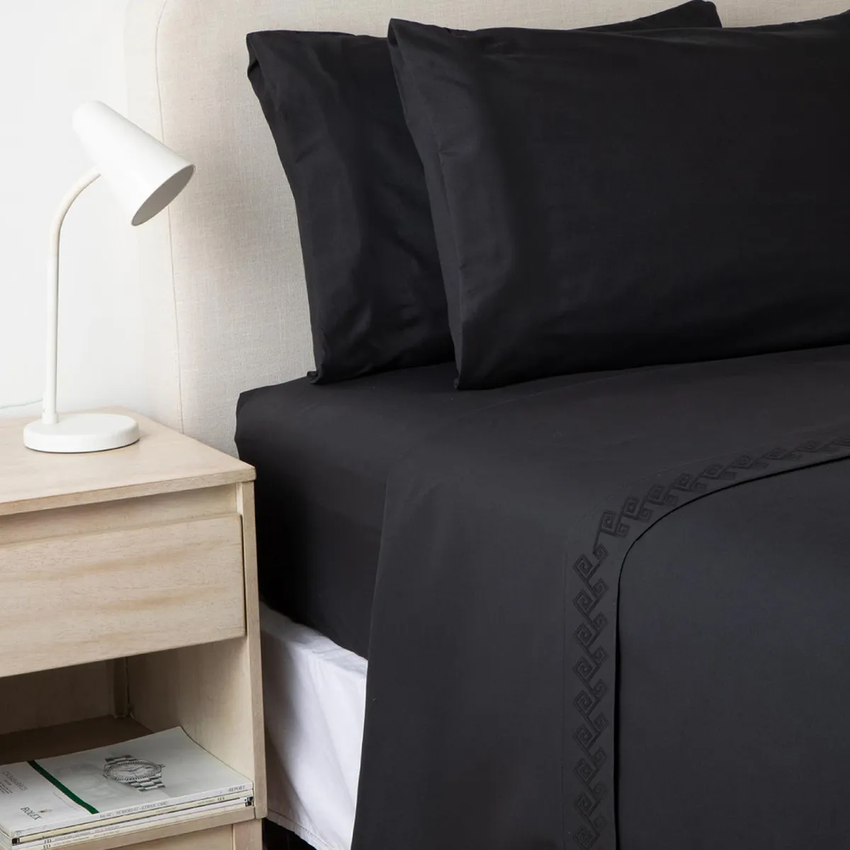 CASATUA - Sabanas 1800 Hotel CasaTua Ultra Suaves Bordadas Super King - Negro - Super King