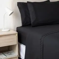 CASATUA - Sabanas 1800 Hotel Ultra Suaves Bordadas Super King - Negro - Super King