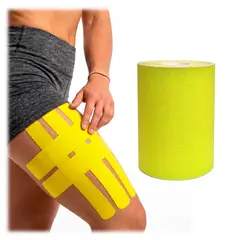 DALI - Cinta Kinesiológica 5m x 10cm Kinesio Tape Algodón Adhesivo Rehabilitación Deportiva Color Amarillo
