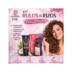 MARINA VITAL - Shampoo 250, Máscara 200 Y Locion Rulos Y Rizos MV+cepillo