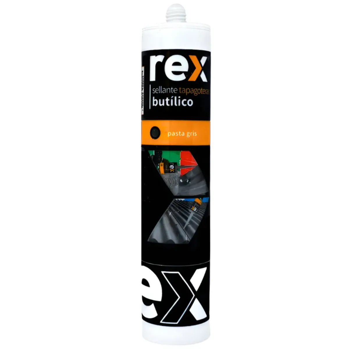 REX - Tapagoteras Rex Butílico gris 300 ml Sellador para Techos y Canaletas