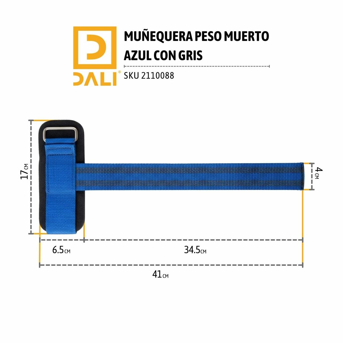 DALI - Muñequeras con Straps para Levantamiento de Pesas Par Color Azul