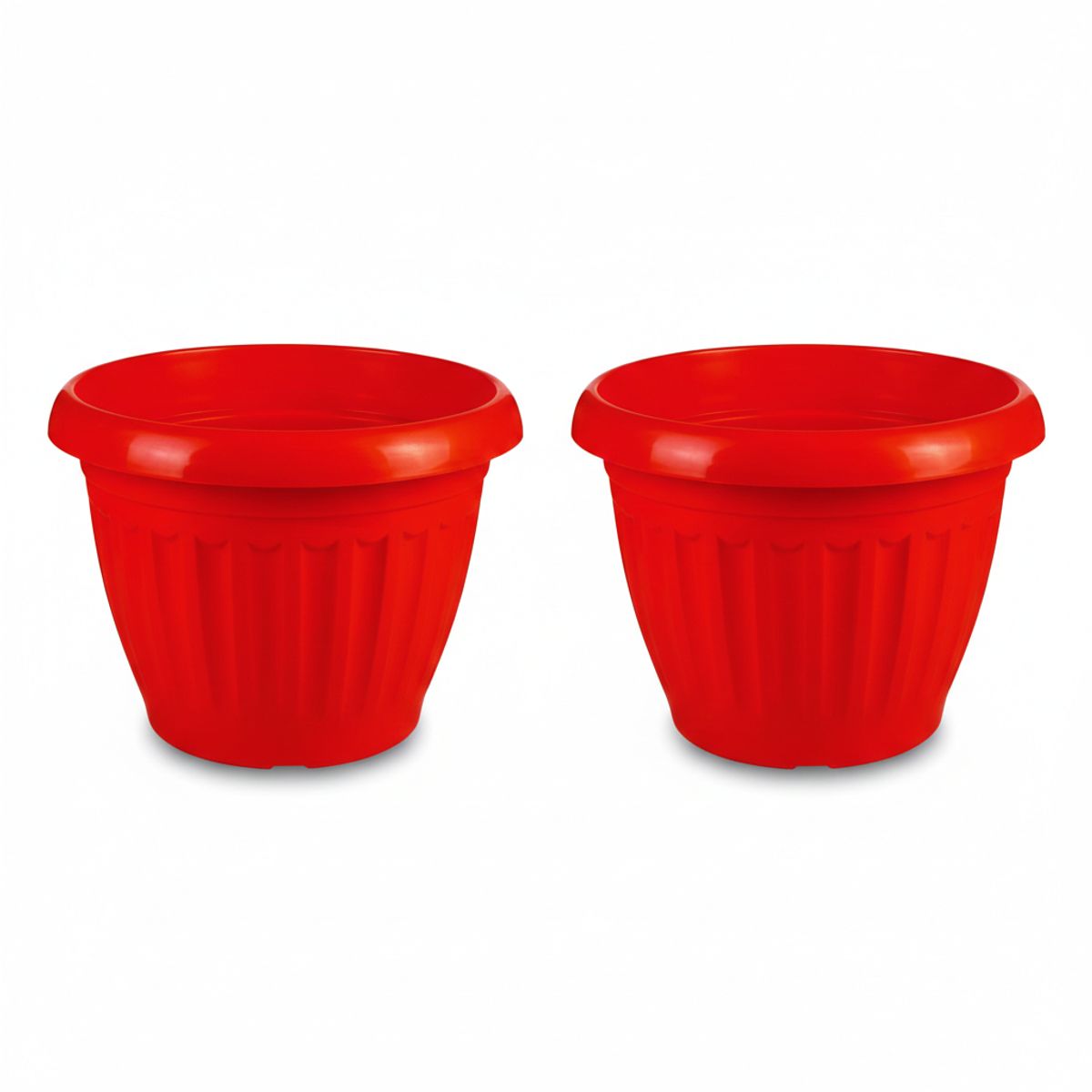 GENERICO - Pack 2 Maceteros Plástico Redondo Rojo 35 cm