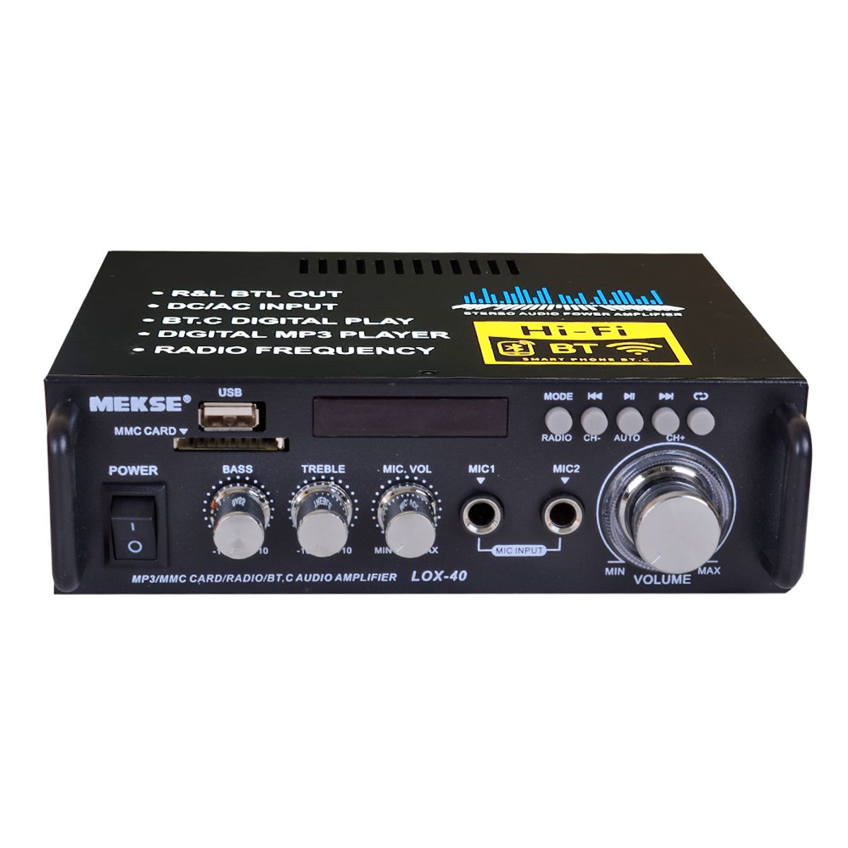 MEKSE - AMPLIFICADOR PERIFONEO 2 MIC/BT/MP3/FM LOX-40 MEKSE